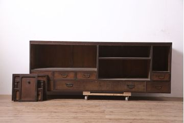 アンティーク家具　大正昭和初期　和風テレビ台(収納棚、ローボード)(R-037150)