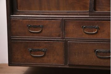 アンティーク家具　大正昭和初期　和風テレビ台(収納棚、ローボード)(R-037150)