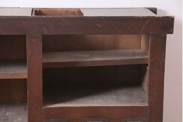 アンティーク家具　明治大正期　丸桟引き戸の六尺水屋箪笥サイドボード(テレビ台、収納棚)(R-037152)