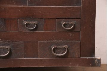 アンティーク家具　明治大正期　丸桟引き戸の六尺水屋箪笥サイドボード(テレビ台、収納棚)(R-037152)