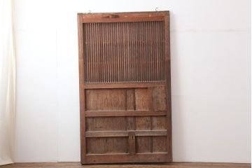 アンティーク建具　和製アンティーク　総ケヤキ材　風格漂う格子蔵戸(玄関戸、引き戸)(R-037160)