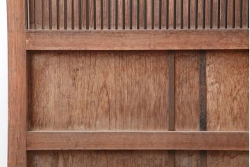 アンティーク建具　和製アンティーク　総ケヤキ材　風格漂う格子蔵戸(玄関戸、引き戸)(R-037160)