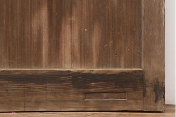 アンティーク建具　和製アンティーク　ヒノキ材　風格漂う格子蔵戸(玄関戸、引き戸)(R-037161)