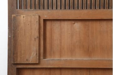 アンティーク建具　和製アンティーク　ヒノキ材　風格漂う格子蔵戸(玄関戸、引き戸)(R-037161)