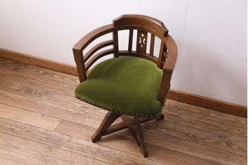 アンティーク家具　大正ロマン　ナラ材　レトロな佇まいのドクターチェア(回転椅子、アームチェア)(R-037163)