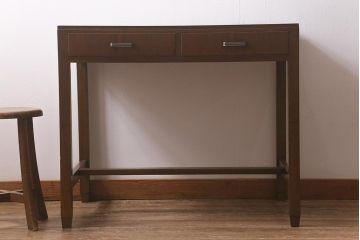 和製アンティーク　栓材　昭和中期　栓材の細やかな杢目が味わい深い平机(ワークデスク、机、在宅ワーク、在宅用)(R-037168)