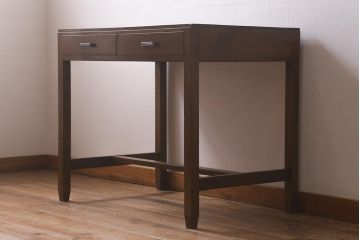 和製アンティーク　栓材　昭和中期　栓材の細やかな杢目が味わい深い平机(ワークデスク、机、在宅ワーク、在宅用)(R-037168)