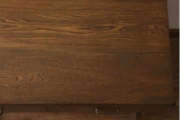 和製アンティーク　栓材　昭和中期　栓材の細やかな杢目が味わい深い平机(ワークデスク、机、在宅ワーク、在宅用)(R-037168)