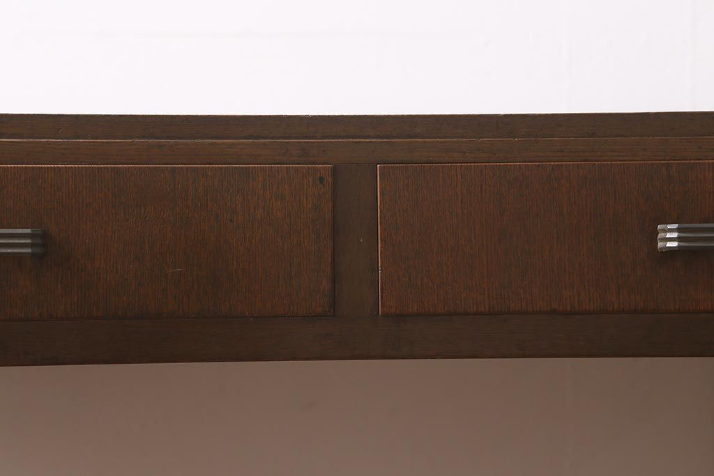 和製アンティーク　栓材　昭和中期　栓材の細やかな杢目が味わい深い平机(ワークデスク、机、在宅ワーク、在宅用)(R-037168)