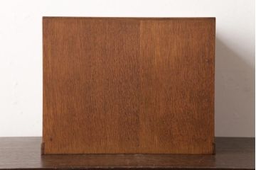 昭和レトロ家具　ナラ材　ネームプレート付き卓上サイズの小引き出し(小物収納)(R-037170)