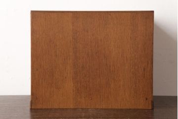 昭和レトロ家具　ナラ材　ネームプレート付き卓上サイズの小引き出し(小物収納)(R-037170)