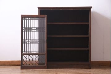 アンティーク家具　ラフジュ工房オリジナル　古建具リメイク　組子の引き戸がお洒落なキャビネット(書院戸、収納棚)