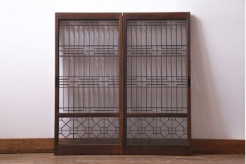アンティーク家具　ラフジュ工房オリジナル　古建具リメイク　組子の引き戸がお洒落なキャビネット(書院戸、収納棚)