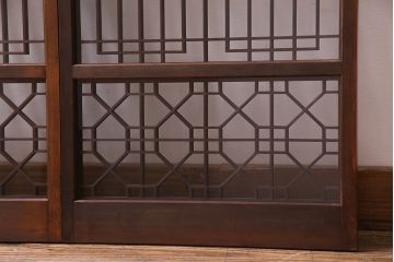 アンティーク家具　ラフジュ工房オリジナル　古建具リメイク　組子の引き戸がお洒落なキャビネット(書院戸、収納棚)