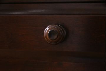 中古　北海道民芸家具　リメイク　天然御影石　淡いピンクのタイルトップがお洒落なサイドボード(カウンター、収納棚)(R-037172)