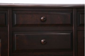 中古　北海道民芸家具　リメイク　天然御影石　淡いピンクのタイルトップがお洒落なサイドボード(カウンター、収納棚)(R-037172)