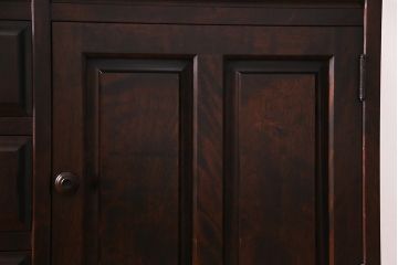 中古　北海道民芸家具　リメイク　天然御影石　淡いピンクのタイルトップがお洒落なサイドボード(カウンター、収納棚)(R-037172)