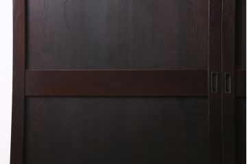 アンティーク建具　明治期　ケヤキ材・栗材　しっとりとした雰囲気漂う上手物の板戸2枚セット(建具、引き戸)