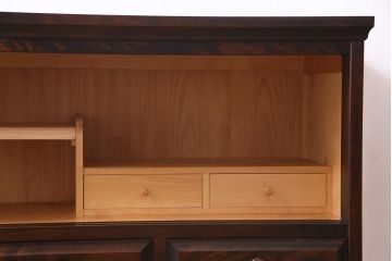 中古　リメイク　北海道民芸　モールガラスがアクセントになったローボード(テレビ台、収納棚、サイドボード)