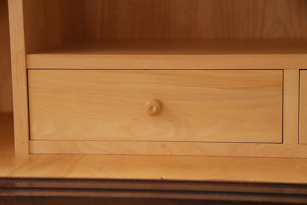 中古　リメイク　北海道民芸　モールガラスがアクセントになったローボード(テレビ台、収納棚、サイドボード)