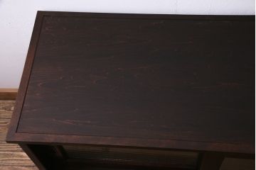 中古　リメイク　北海道民芸　モールガラスがアクセントになったローボード(テレビ台、収納棚、サイドボード)