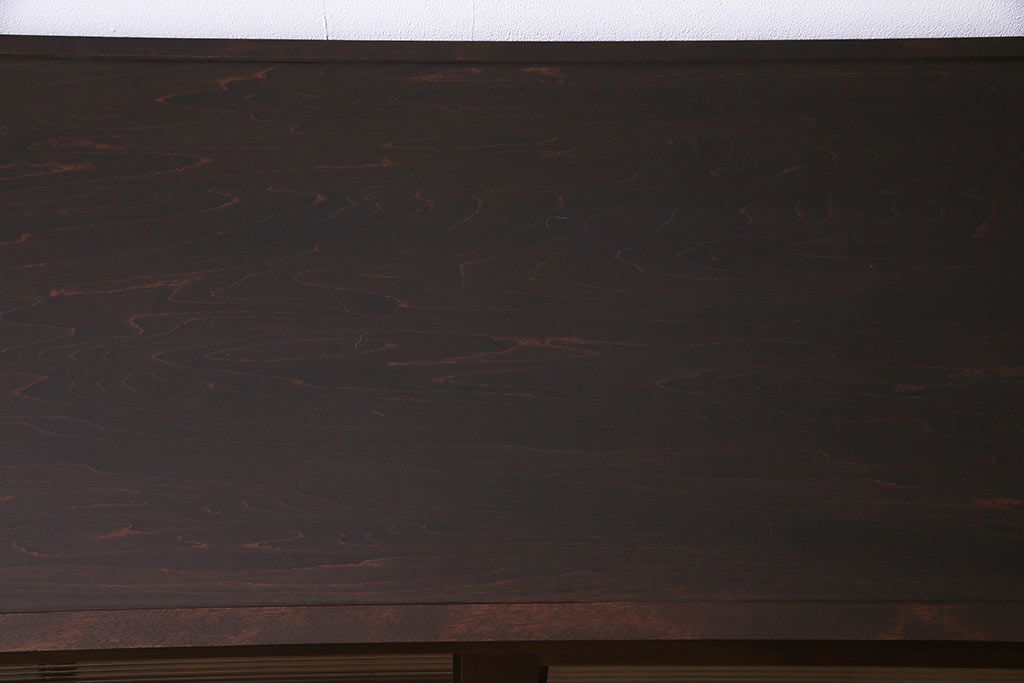 中古　リメイク　北海道民芸　モールガラスがアクセントになったローボード(テレビ台、収納棚、サイドボード)