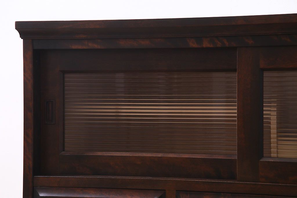 中古　リメイク　北海道民芸　モールガラスがアクセントになったローボード(テレビ台、収納棚、サイドボード)