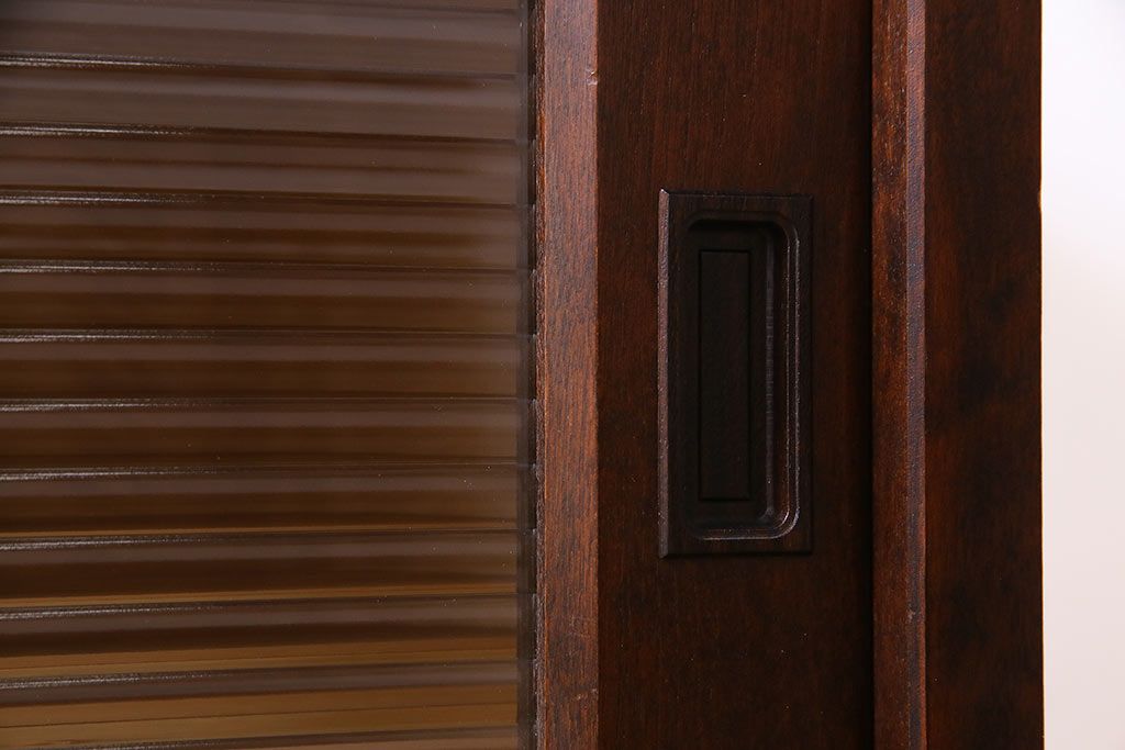 中古　リメイク　北海道民芸　モールガラスがアクセントになったローボード(テレビ台、収納棚、サイドボード)