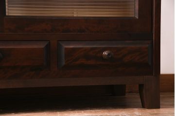 中古　リメイク　北海道民芸　モールガラスがアクセントになったローボード(テレビ台、収納棚、サイドボード)