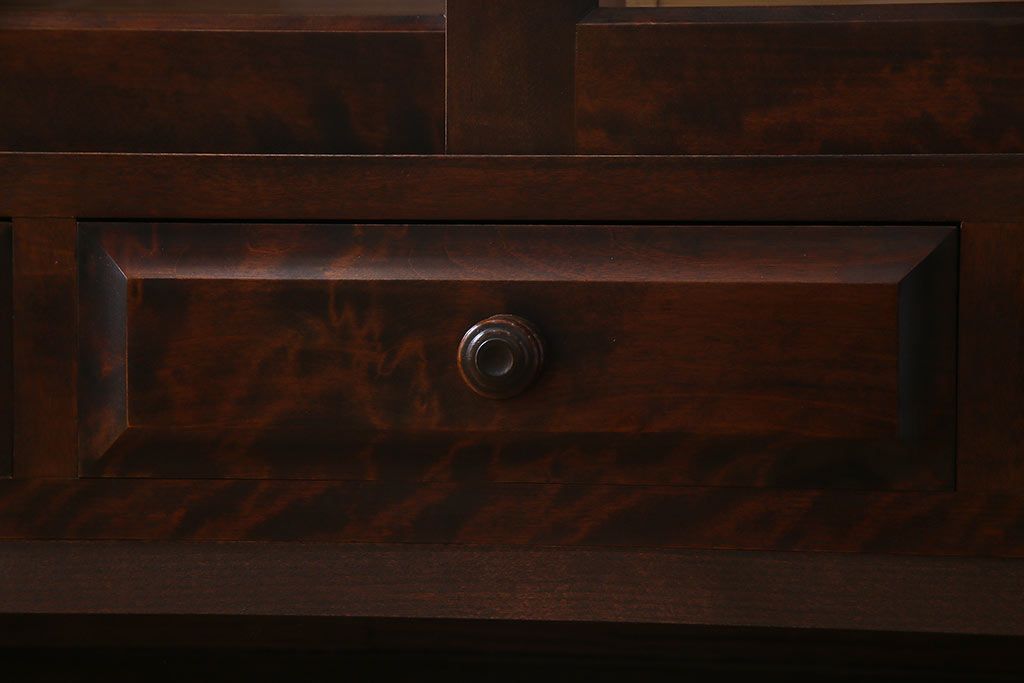 中古　リメイク　北海道民芸　モールガラスがアクセントになったローボード(テレビ台、収納棚、サイドボード)