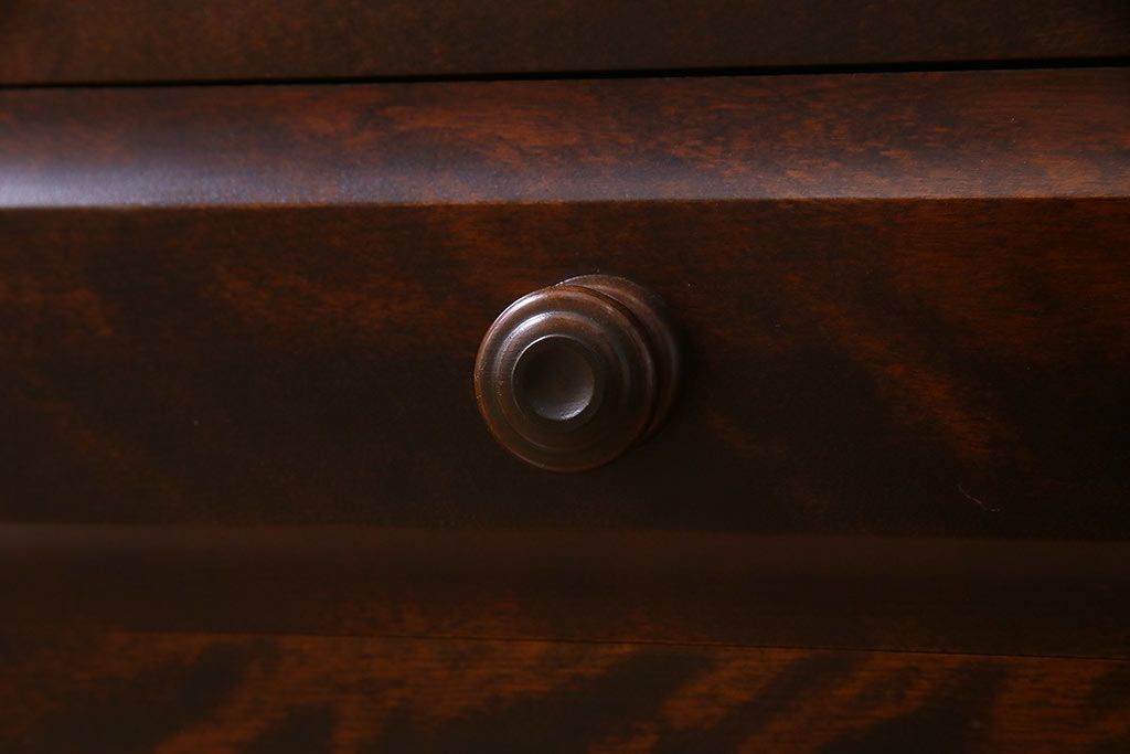 中古　リメイク　北海道民芸　モールガラスがアクセントになったローボード(テレビ台、収納棚、サイドボード)