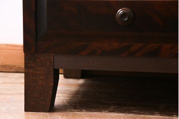 中古　リメイク　北海道民芸　モールガラスがアクセントになったローボード(テレビ台、収納棚、サイドボード)