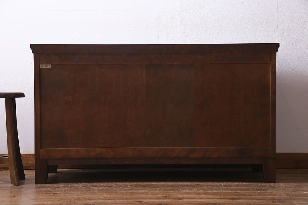 中古　リメイク　北海道民芸　モールガラスがアクセントになったローボード(テレビ台、収納棚、サイドボード)