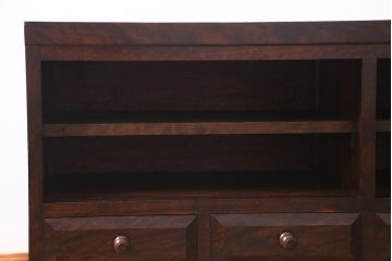 リメイク家具　松本民芸　シックな佇まいが魅力的な脚付きローボード(テレビ台、リビングボード)(R-037178)