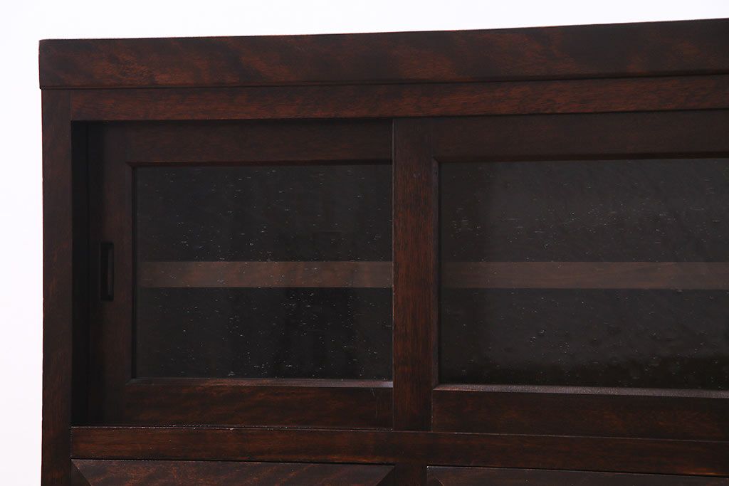 リメイク家具　松本民芸　シックな佇まいが魅力的な脚付きローボード(テレビ台、リビングボード)(R-037178)