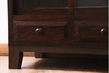 リメイク家具　松本民芸　シックな佇まいが魅力的な脚付きローボード(テレビ台、リビングボード)(R-037178)