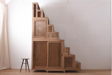 アンティーク家具　古民具　明治大正期　上手物!和の情緒あふれる佇まいの重ね階段箪笥(R-037182)