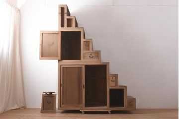 アンティーク家具　古民具　明治大正期　上手物!和の情緒あふれる佇まいの重ね階段箪笥(R-037182)