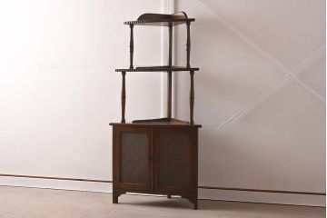 アンティーク家具　大正ロマン香るコーナーキャビネット(隅棚)(R-037187)