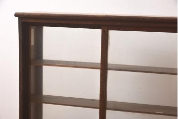 アンティーク家具　栗材　シックに仕上がるタバコ屋さんのL型ガラスケース(ショーケース、陳列棚)(R-037189)