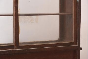 アンティーク家具　栗材　シックに仕上がるタバコ屋さんのL型ガラスケース(ショーケース、陳列棚)(R-037189)