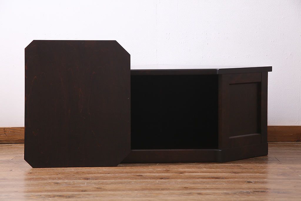 中古　北海道民芸家具　シックな雰囲気が素敵なコーナーボード(テレビ台、ローボード)