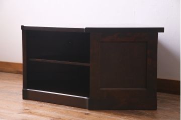 中古　北海道民芸家具　シックな雰囲気が素敵なコーナーボード(テレビ台、ローボード)