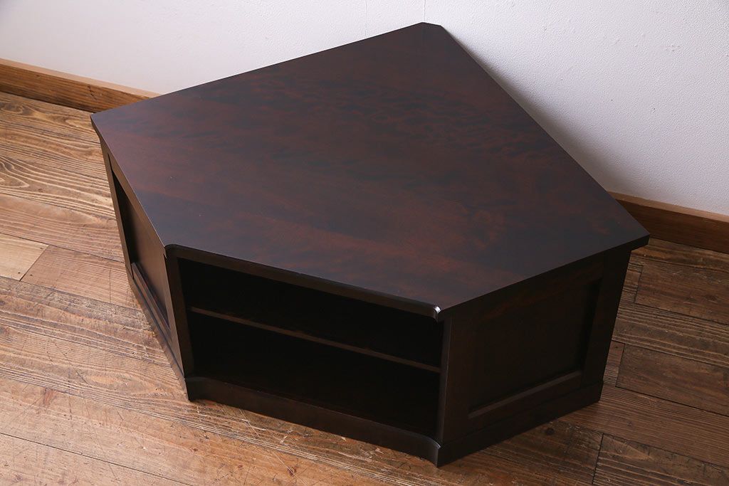 中古　北海道民芸家具　シックな雰囲気が素敵なコーナーボード(テレビ台、ローボード)