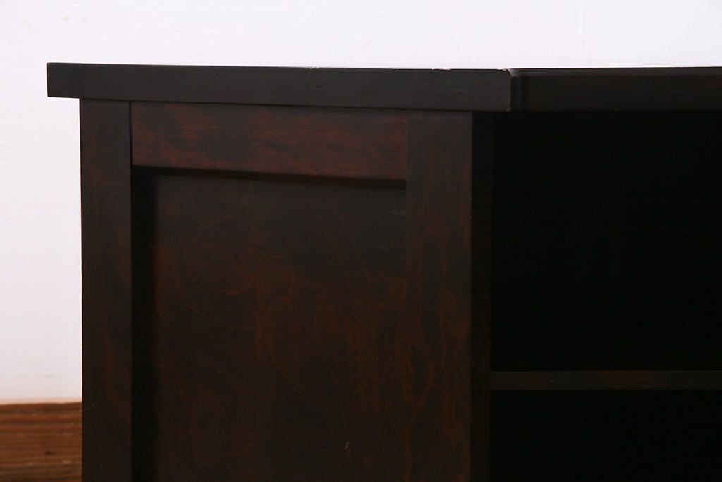 中古　北海道民芸家具　シックな雰囲気が素敵なコーナーボード(テレビ台、ローボード)