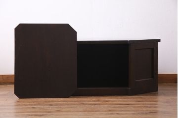 中古　北海道民芸家具　シックな雰囲気が素敵なコーナーボード(テレビ台、ローボード)