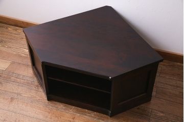中古　北海道民芸家具　シックな雰囲気が素敵なコーナーボード(テレビ台、ローボード)
