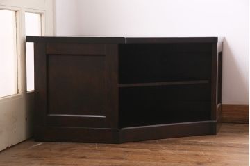 中古　北海道民芸家具　シックな雰囲気が素敵なコーナーボード(テレビ台、ローボード)