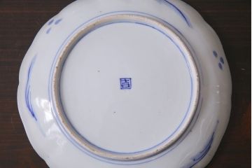 アンティーク雑貨　明治期　紅葉に鹿　7寸染付皿3枚セット(和食器)(R-037194)