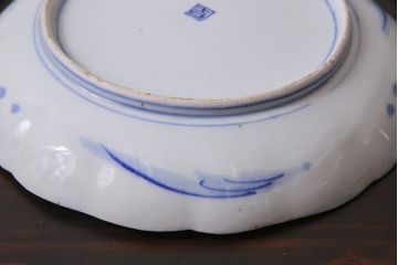 アンティーク雑貨　明治期　紅葉に鹿　7寸染付皿3枚セット(和食器)(R-037194)